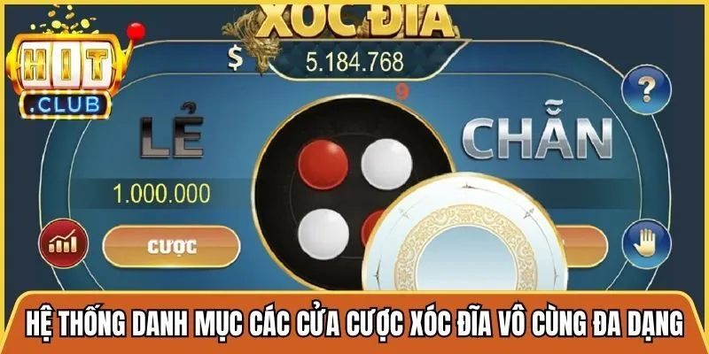 Hệ thống danh mục các cửa cược xóc đĩa vô cùng đa dạng, phong phú