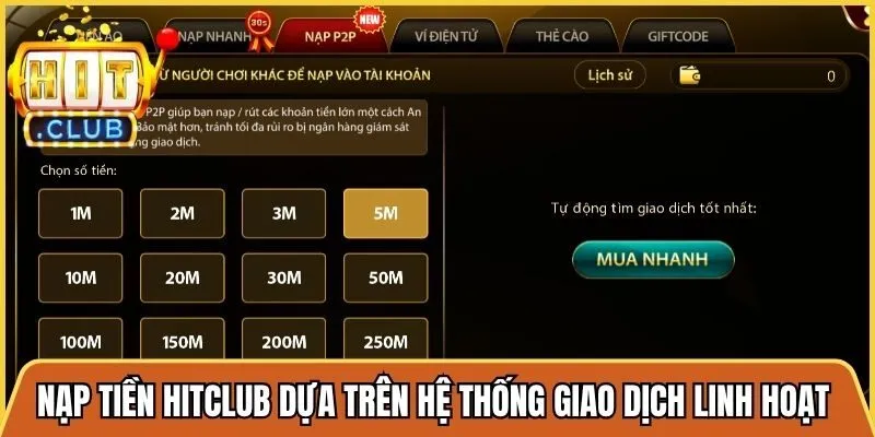 Nạp tiền Hitclub dựa trên hệ thống giao dịch linh hoạt và bảo mật